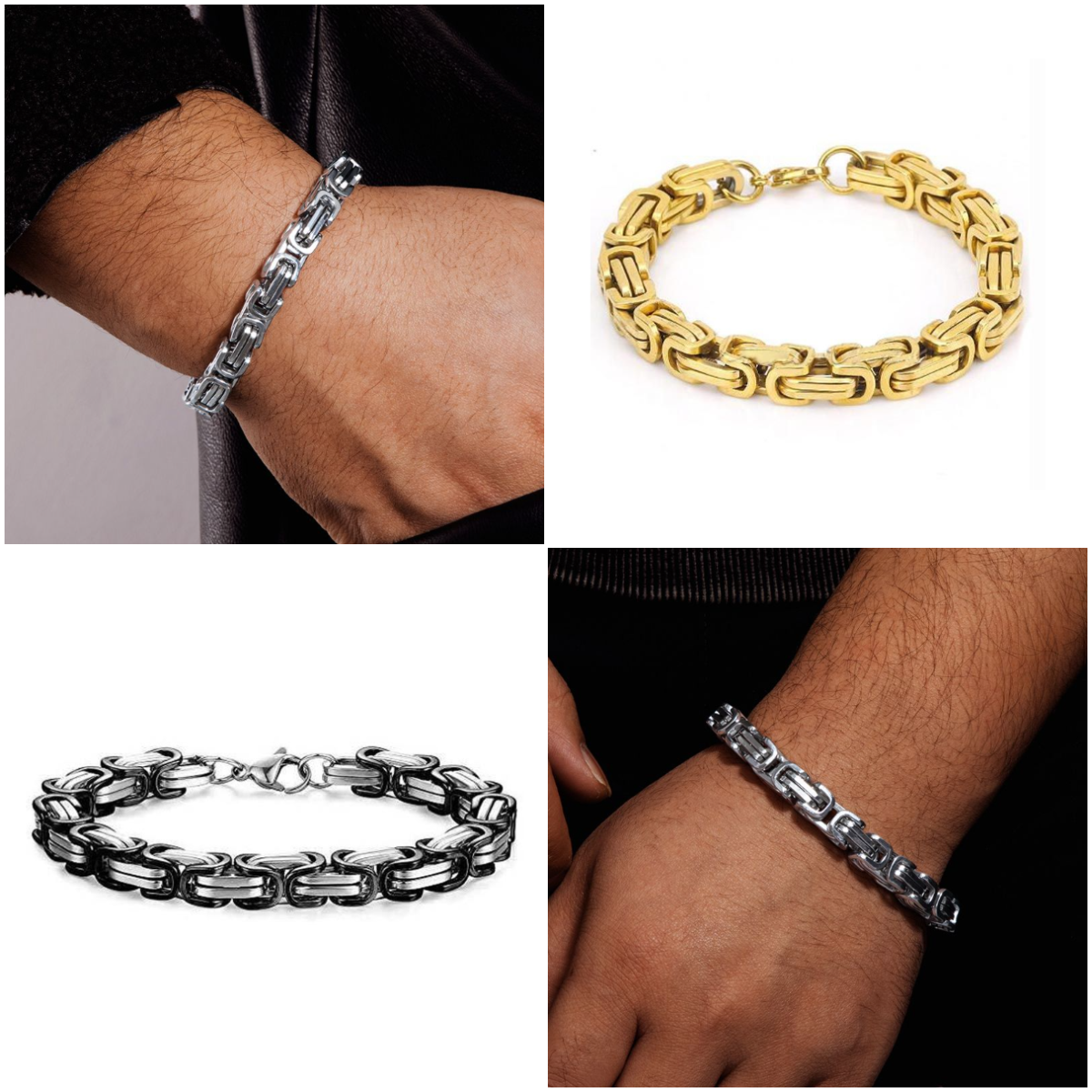 HIPHOPJEW 8mm Titanium Steel Byzantine Bracelet.