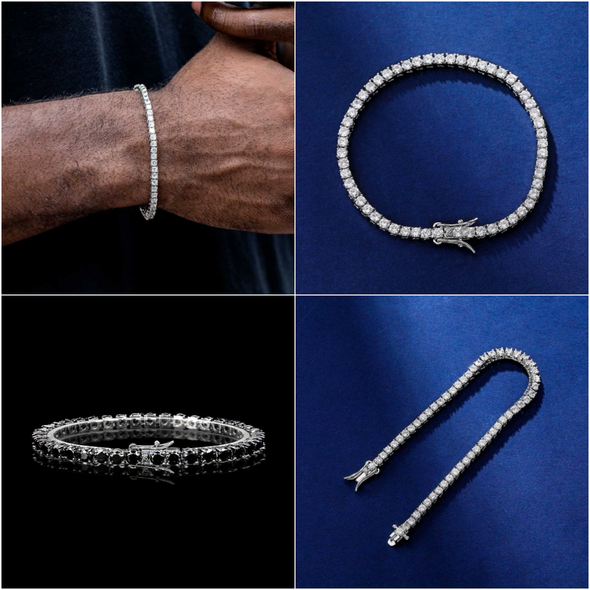 HIPHOPJEW 3mm Tennis 18K White Gold Bracelet