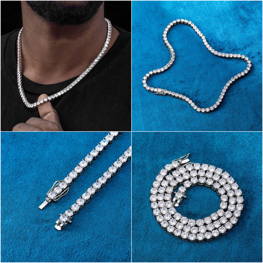 HIPHOPJEW 5mm Tennis 18K White Gold Chain.