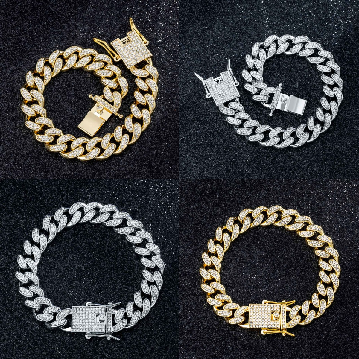 HIPHOPJEW 12mm Iced Miami Cuban Bracelet in Gold.