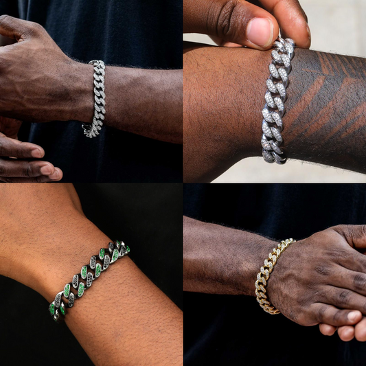 HIPHOPJEW 12mm Iced Miami Cuban Bracelet in Gold.