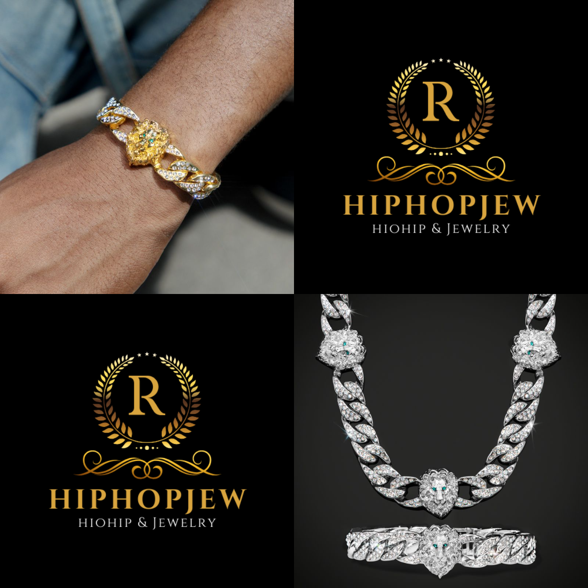 HIPHOPJEW Iced Lion 13mm Cuban Chain & Bracelet Set