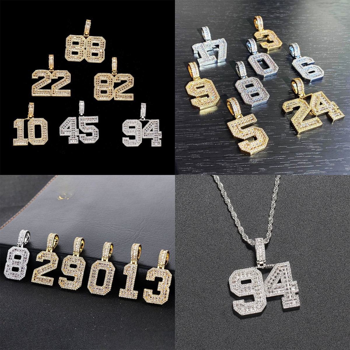 HIPHOPJEW Custom Baguette Number Pendant