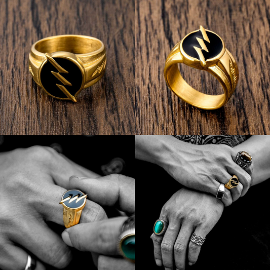 HIPHOPJEW Gold Lightning Stainless Steel Ring