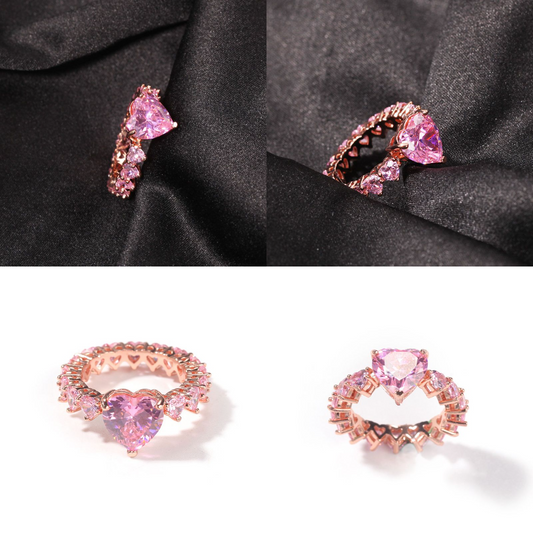 HIPHOPJEW Heart Cut Pink Love Ring in Rose Gold