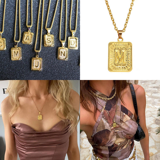 HIPHOPJEW Initial Medallion Letter Pendant Necklace in Gold