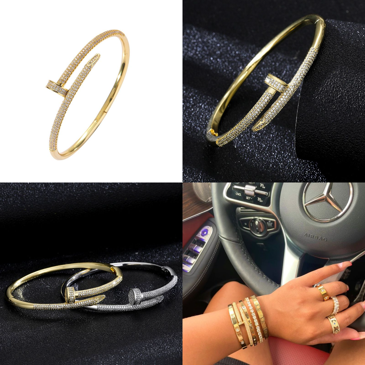 HIPHOPJEW Micro Pave Nail Bangle