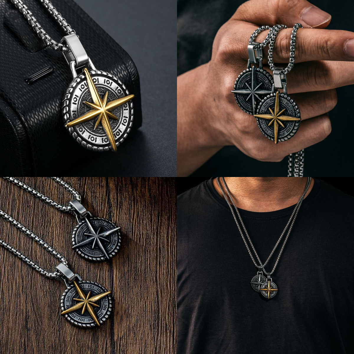 HIPHOPJEW North Star Antique Titanium Steel Pendant