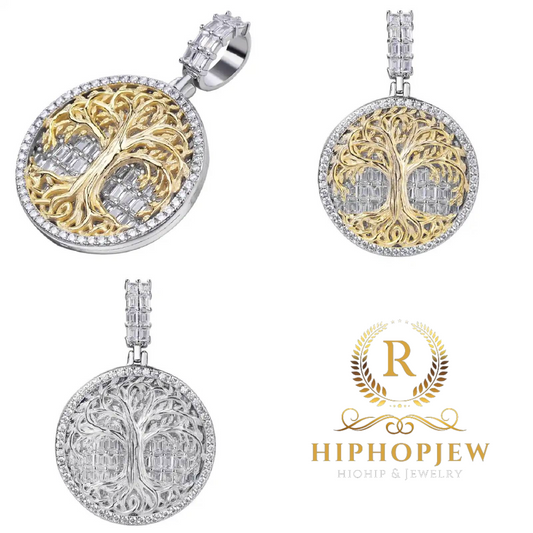 HIPHOPJEW Iced Tree of Life Baguette Cut Pendant