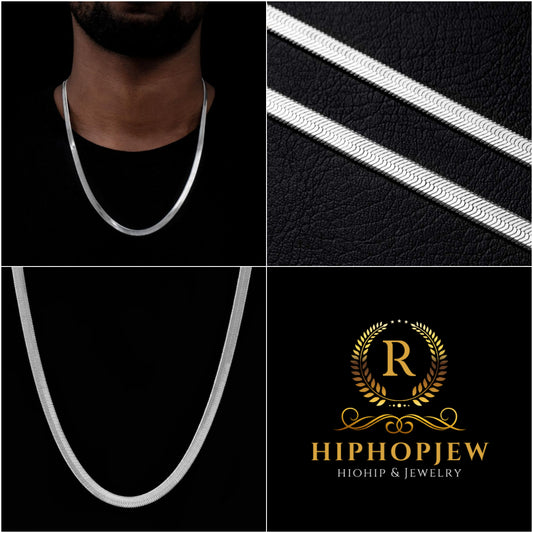 HIPHOPJEW 6mm Herringbone Chain in Gold.