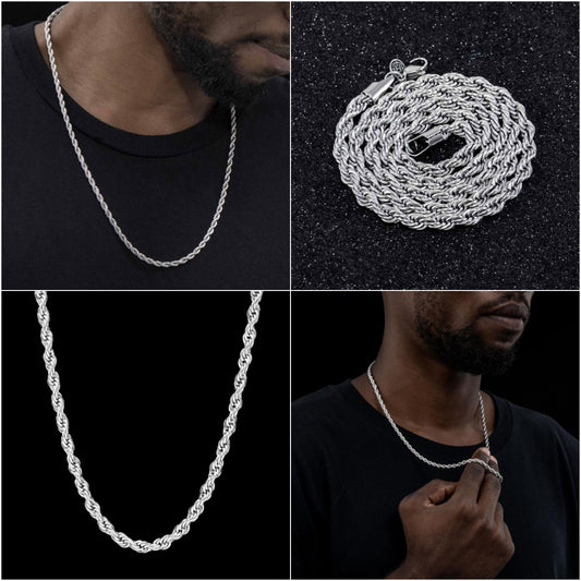 HIPHOPJEW 4mm Stainless Steel Rope Chain.